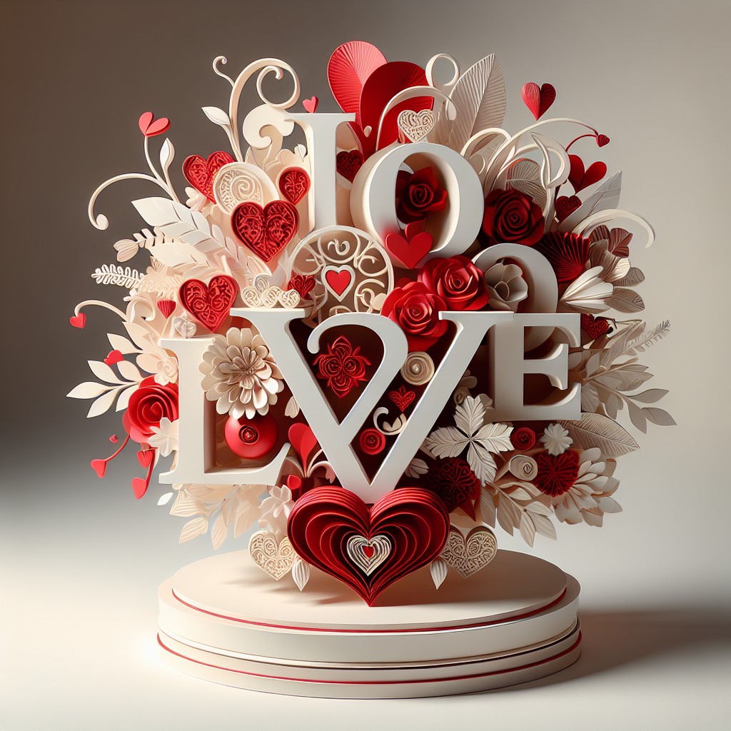 red and white love letters centerpiece