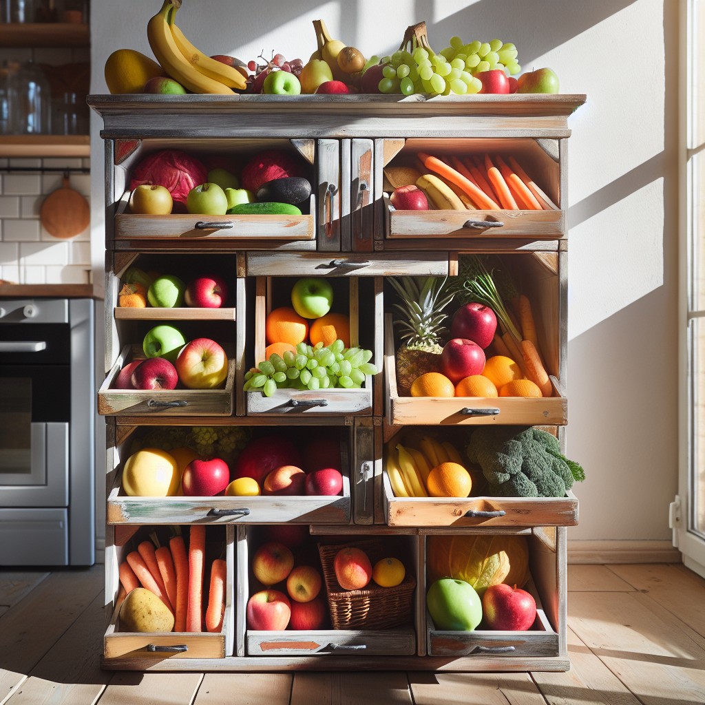 repurposed old cabinet turned produce stand