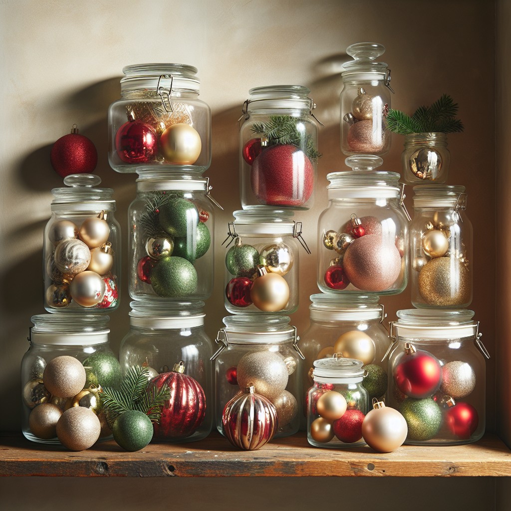 reuse candle jars as christmas ornament storage