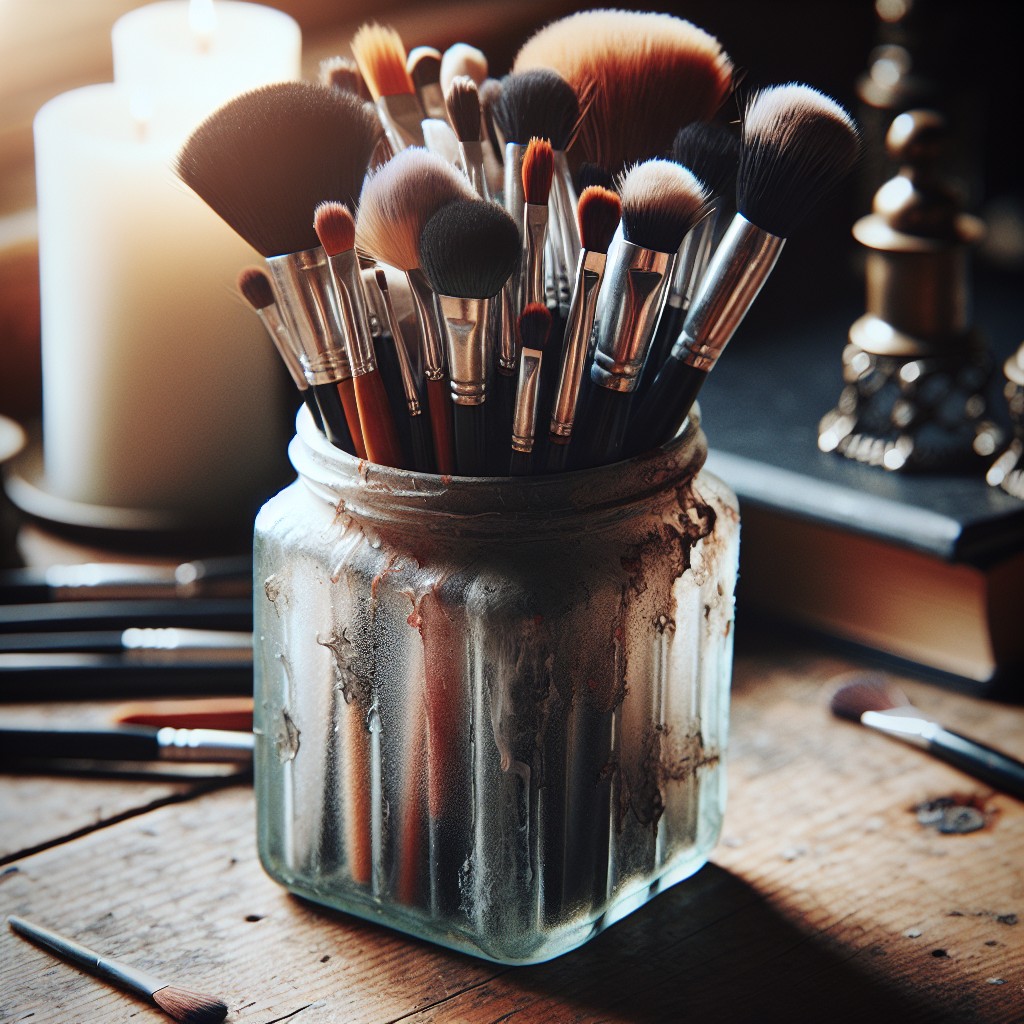 reuse candle jars for makeup brush holders