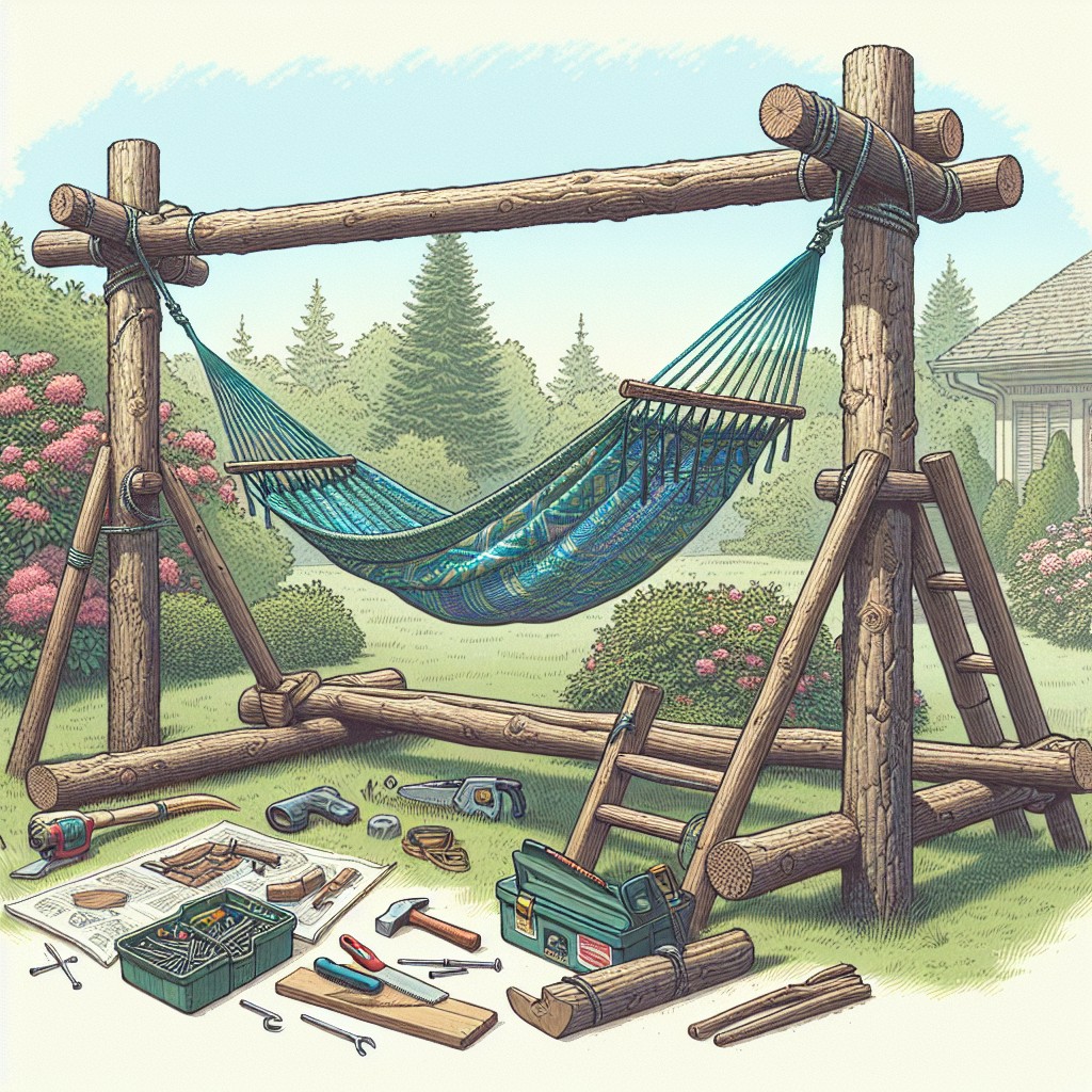 rustic log hammock stand diy