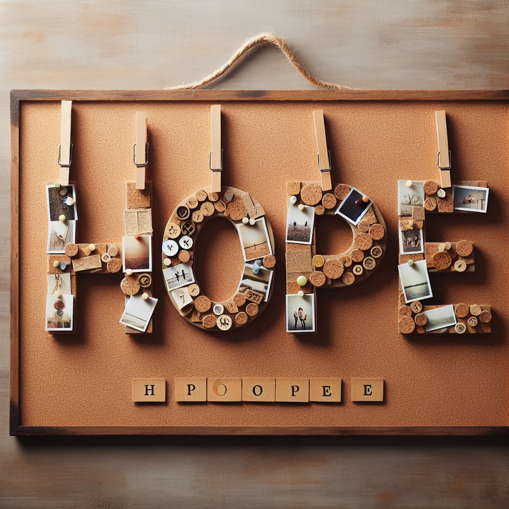 spell out an inspirational word using cork boards