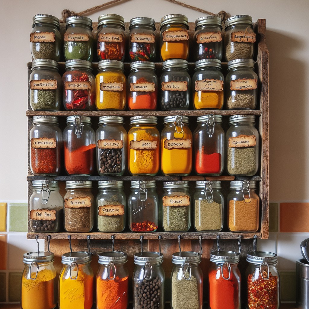 spice filling mason jar rack