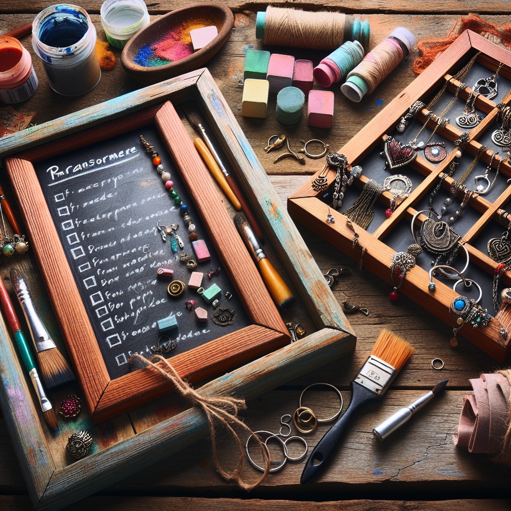 turning old frames into chalkboards or jewelry holders