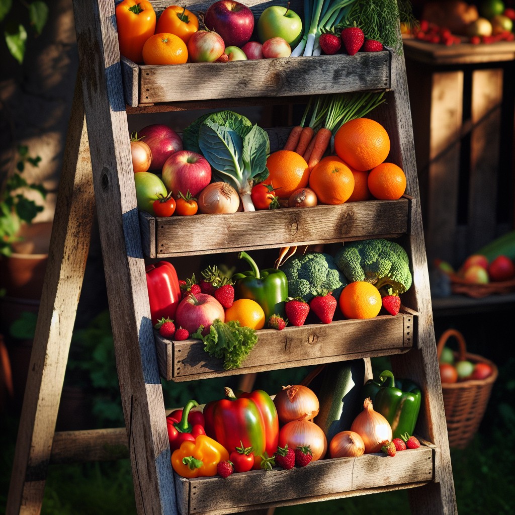 upcycle an old ladder into produce stand