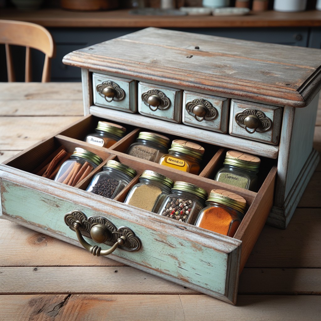 upcycled drawer spice rack