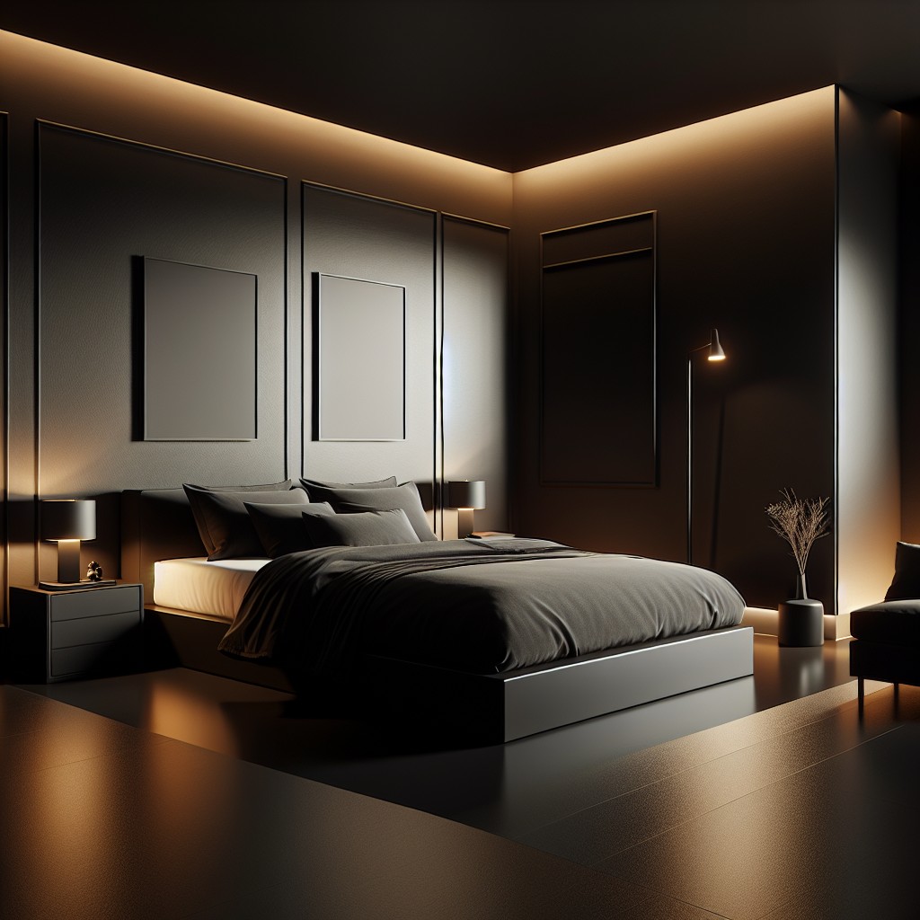 warm minimalist black bedroom