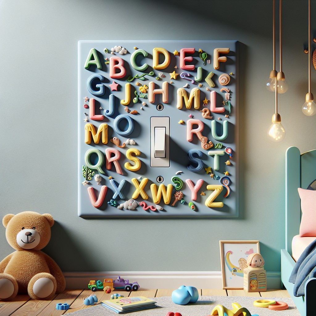 alphabet themed switch plates for kids room