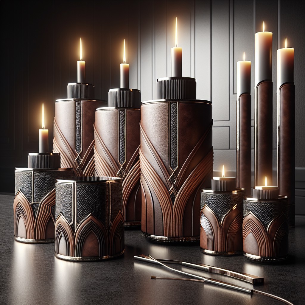 chic leather wrapped candleholders