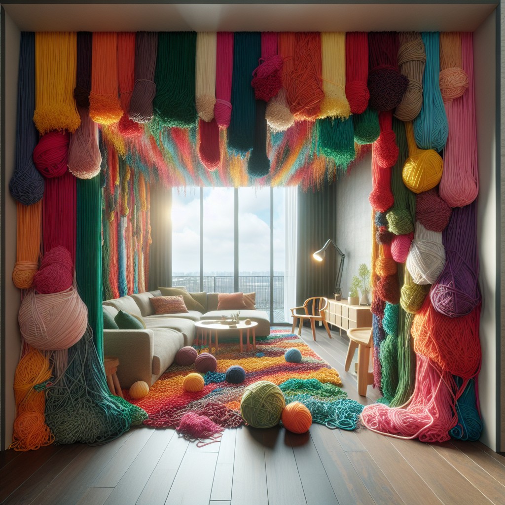 diy colorful yarn curtain divider