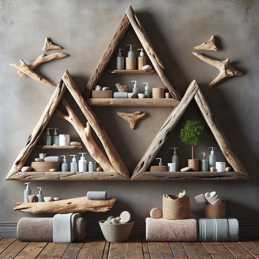 diy driftwood triangle shelves