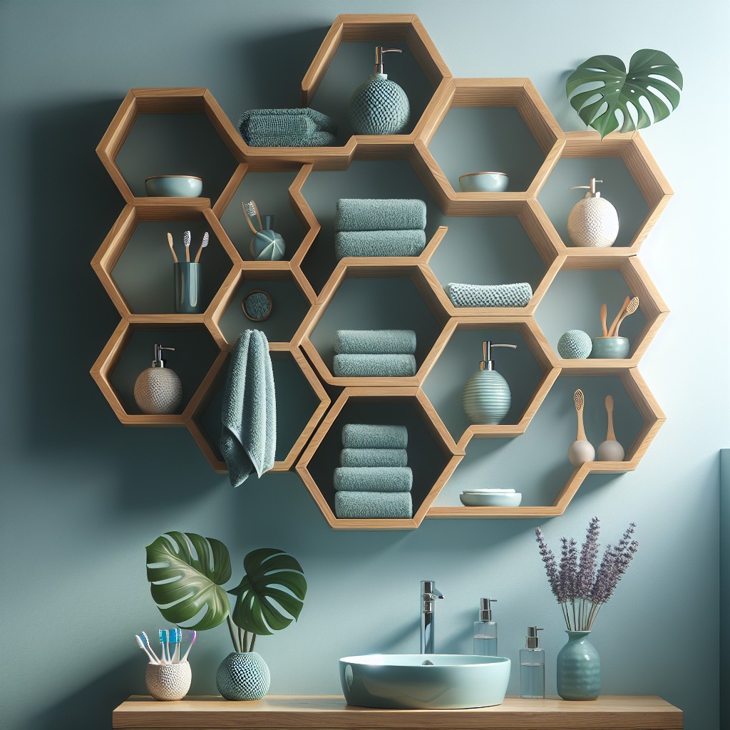 diy geometrical honeycomb shelves