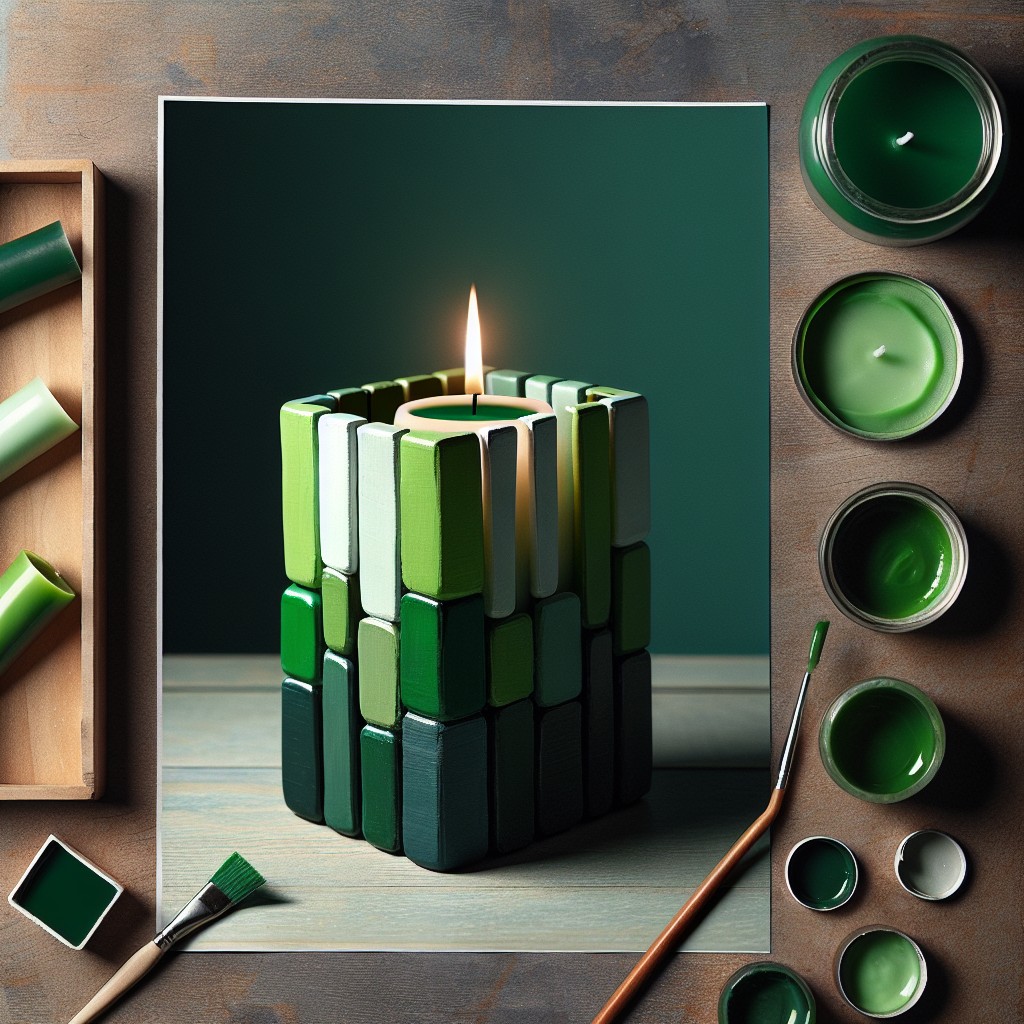 diy green color blocked candleholder