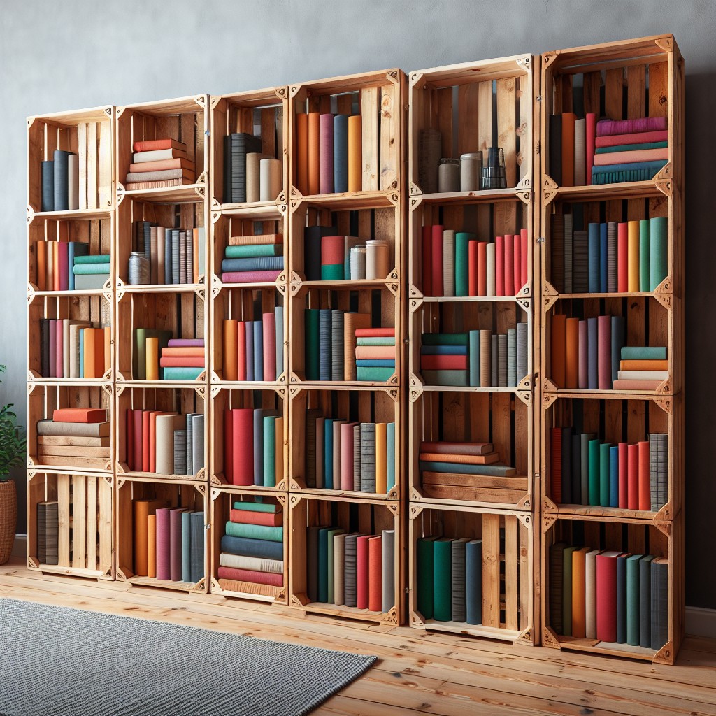diy wooden crate bookshelf divider