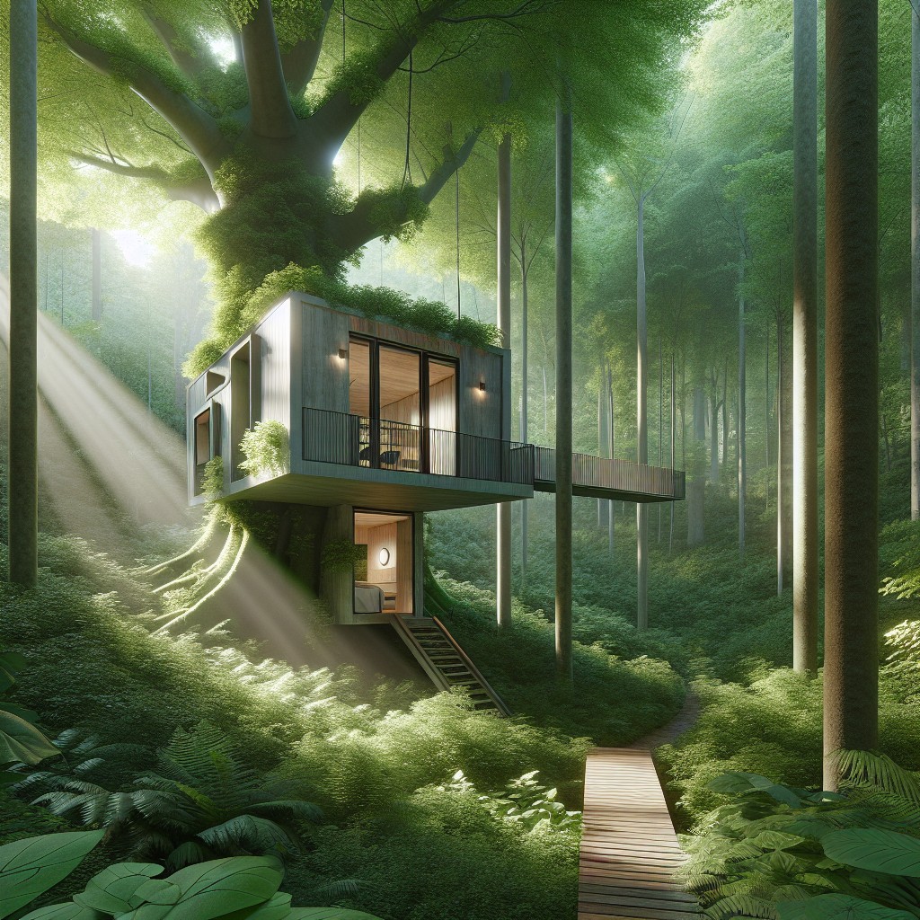 eco friendly minimalist treehouse