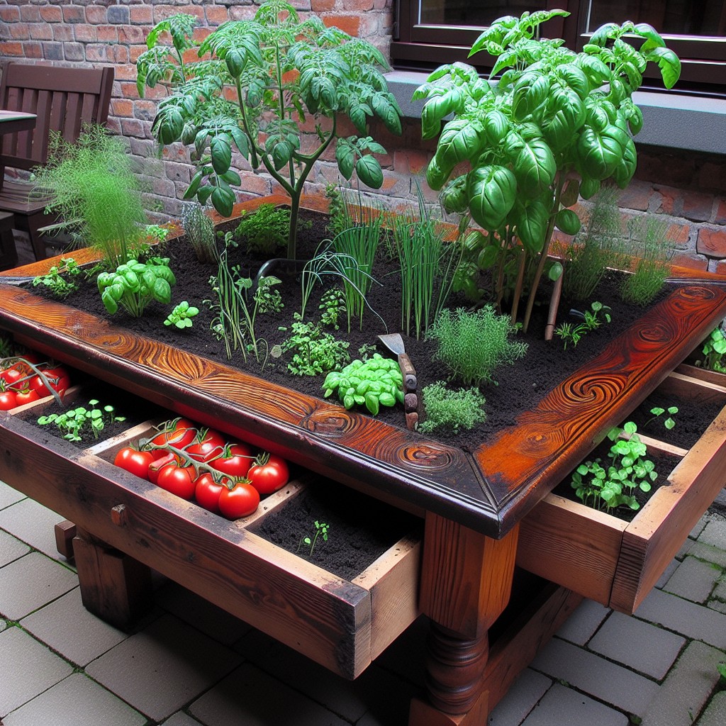 from eaters to planters turning an old dining table into a raised garden bed