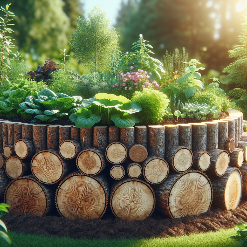 getting creative with log slices wood slices raised garden bed