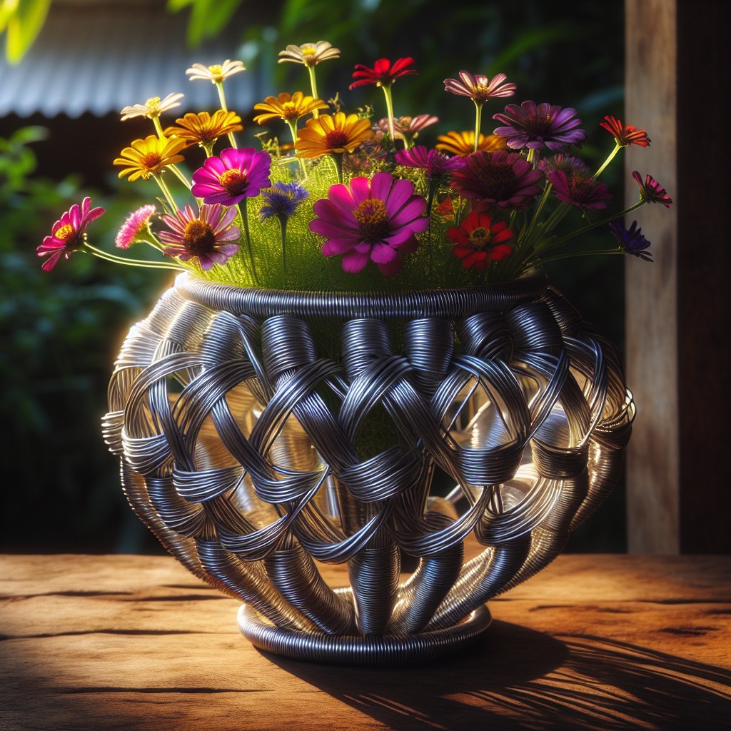 handmade wire basket flower pot holder