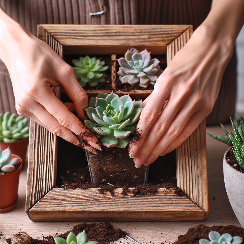 how to transplant pre grown succulents into a frame