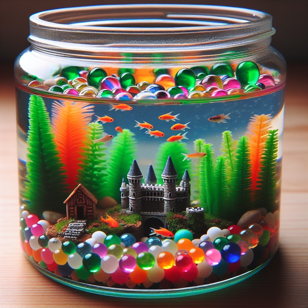 make an attractive mini aquarium with candle jars