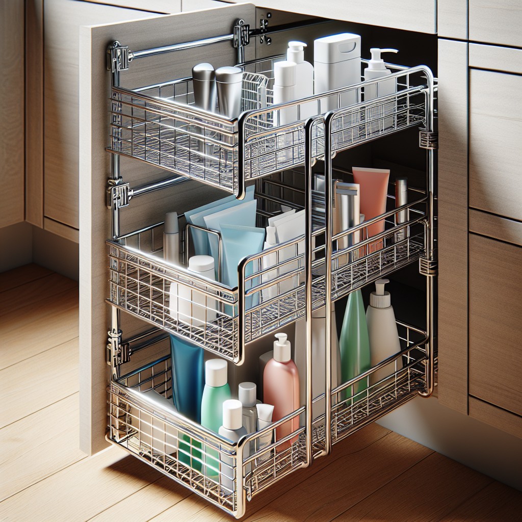 pull out wire bathroom storage rack