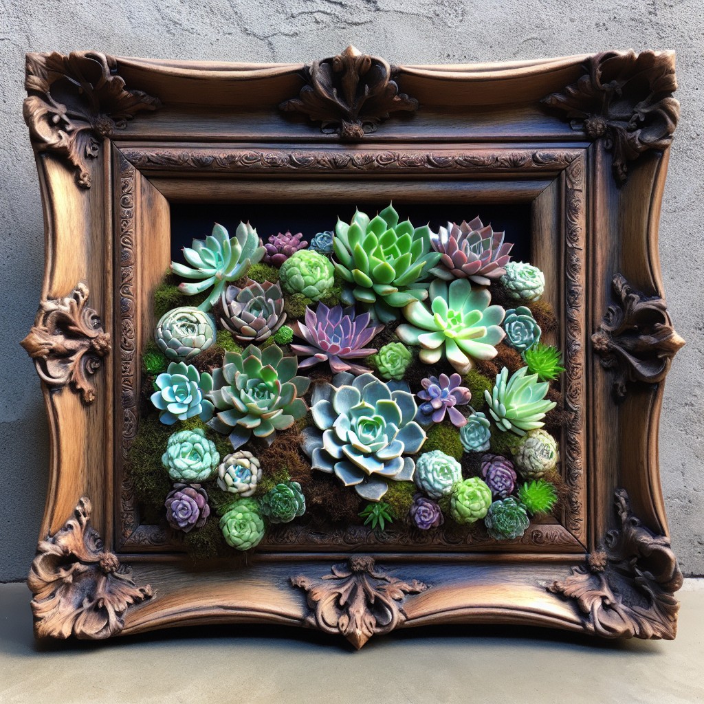 repurposing old picture frames into succulent displays