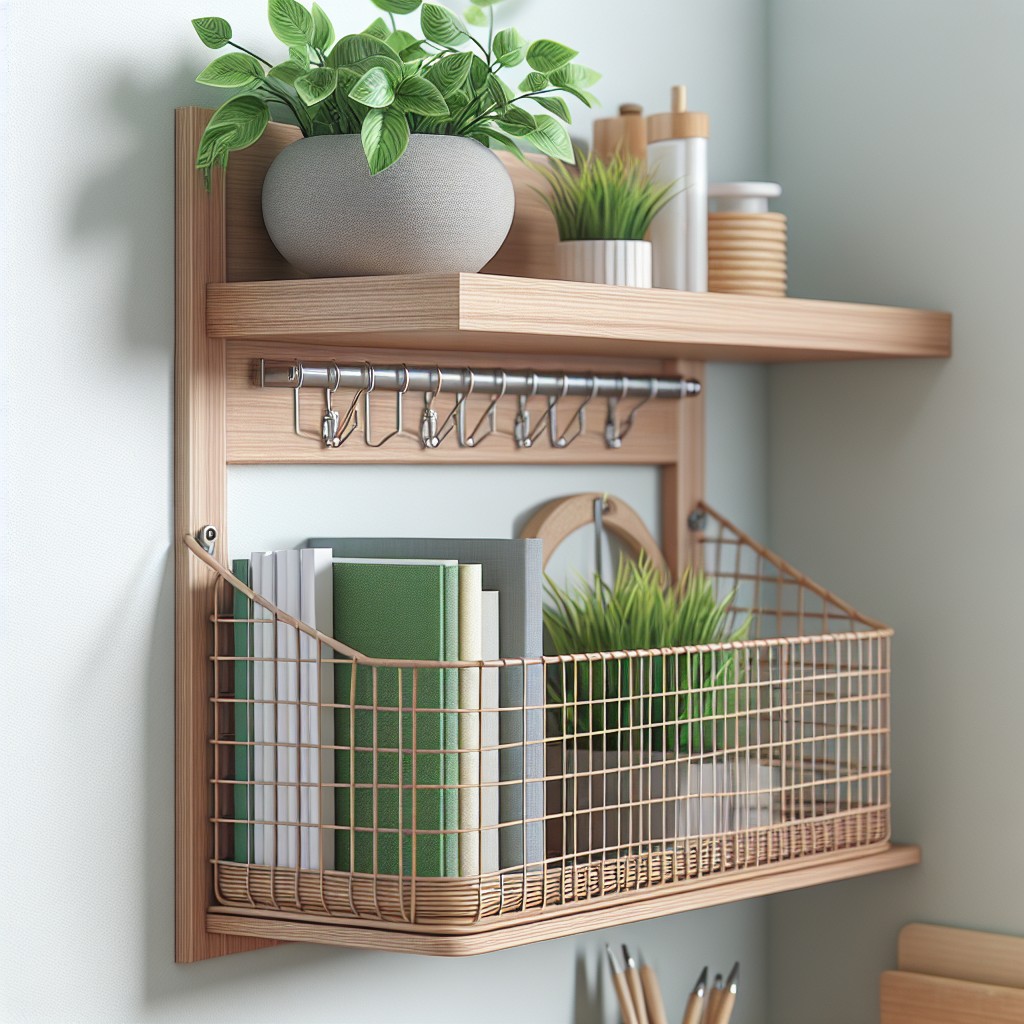 simple diy wire basket under shelf storage