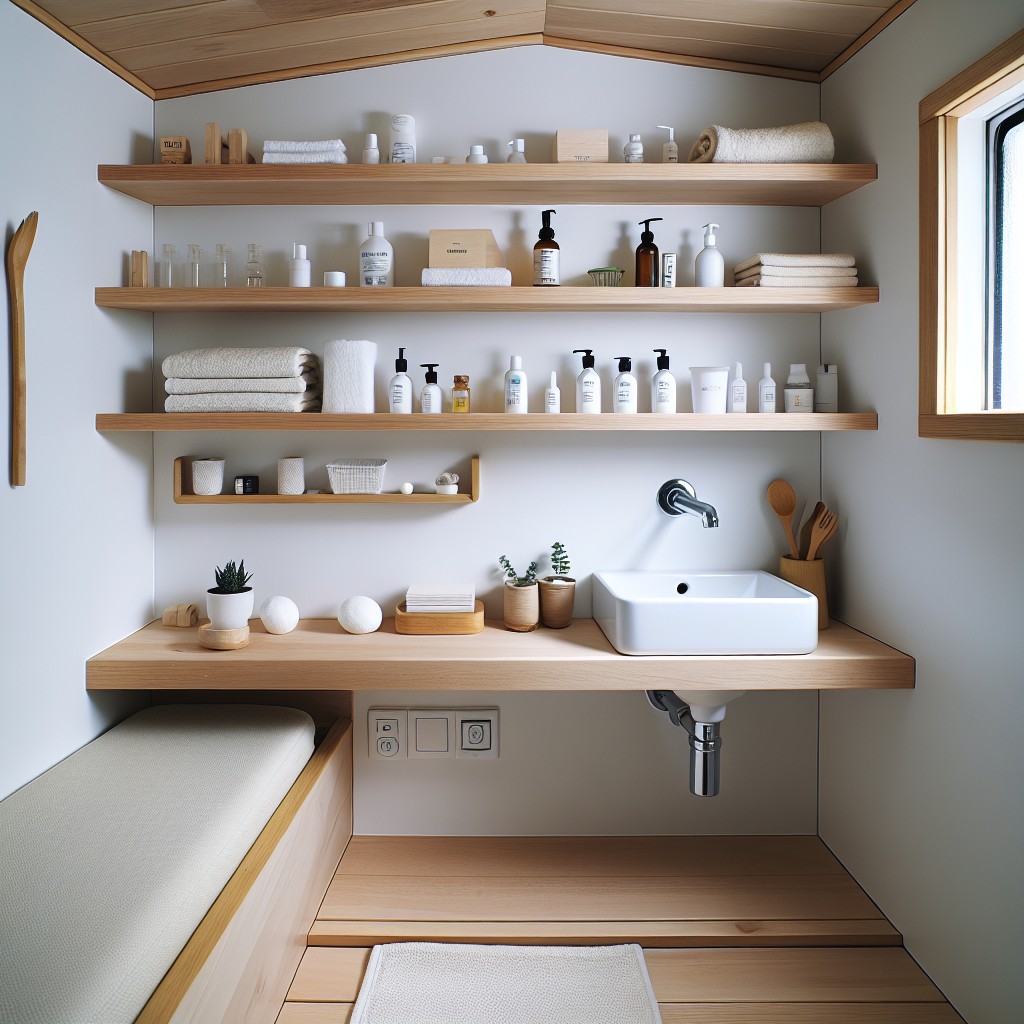 tiny house inspired bathroom shelves