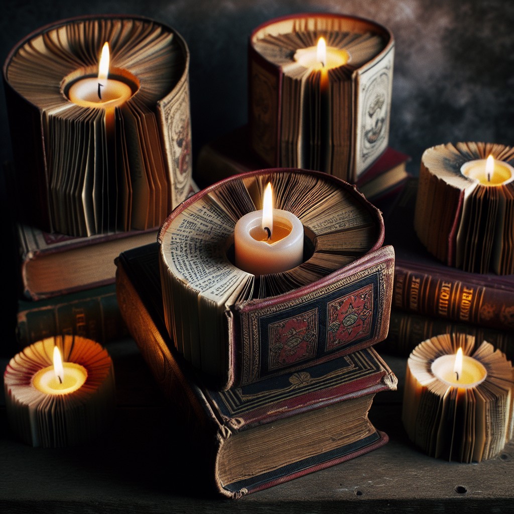transform old books into candle holders