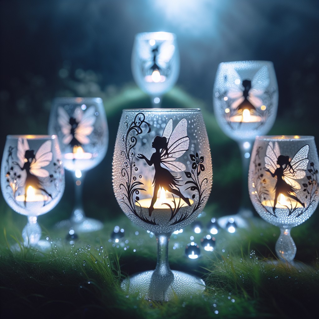 transform wine glasses into fairy candle holders