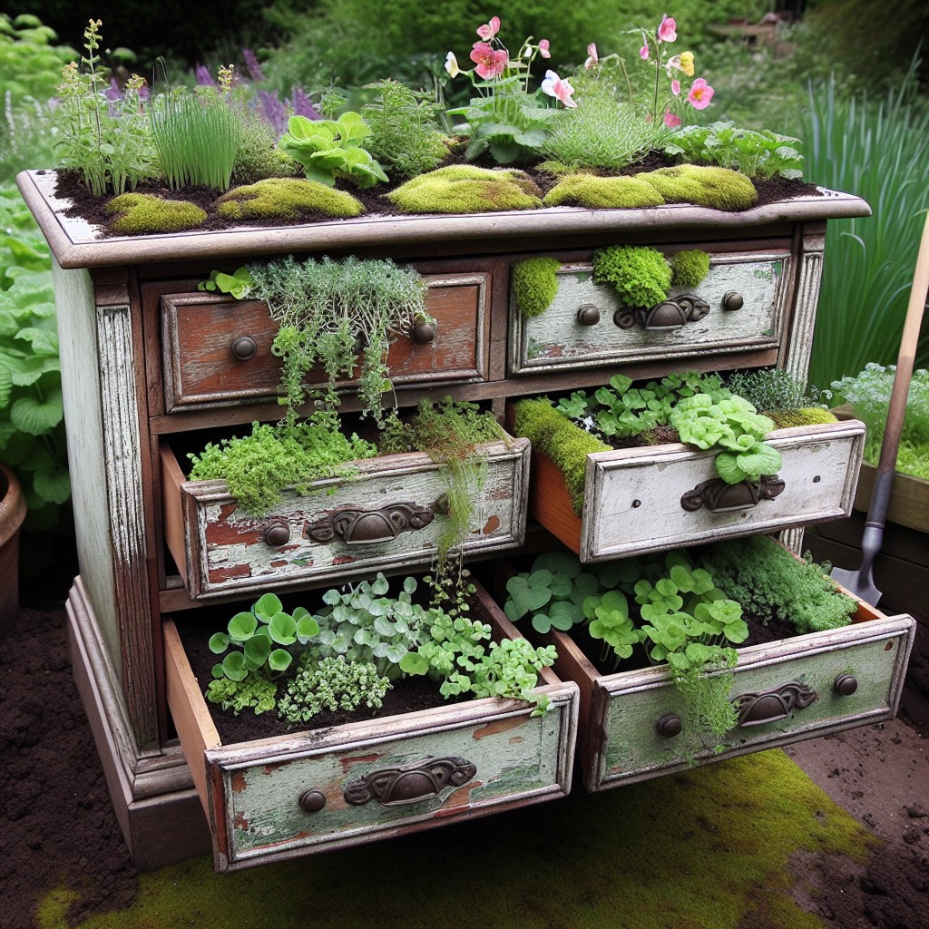 transform your old dresser into a raised bed garden