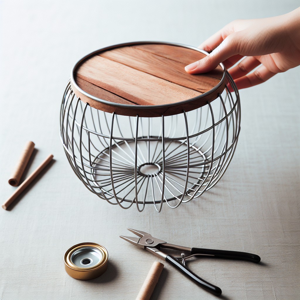 transforming a wire basket into a mini coffee table