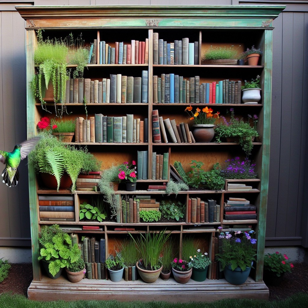 transforming your old bookcase into a raised flower bed