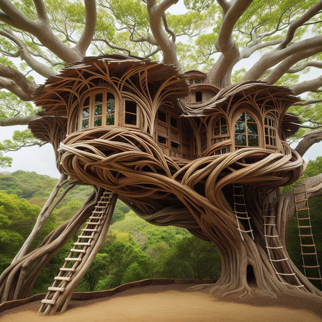 treehouse integrated with tree branches