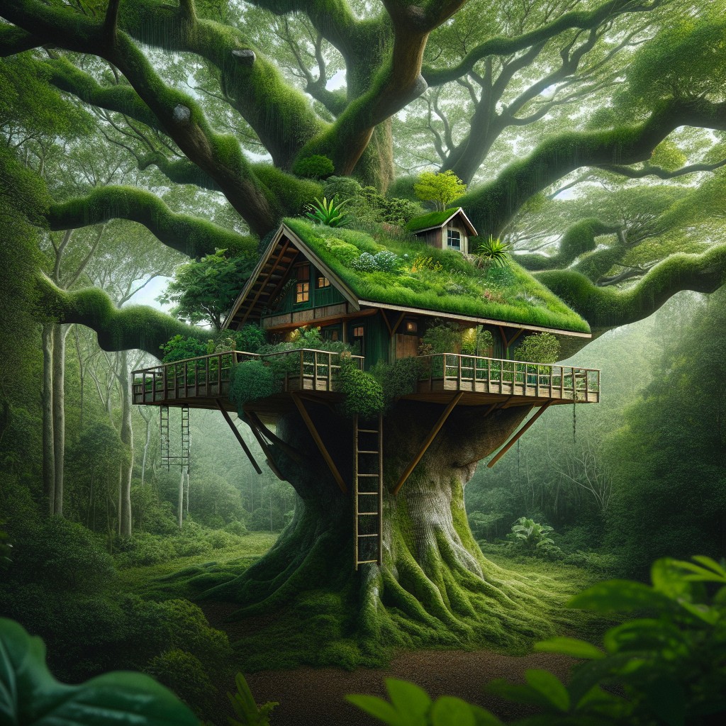 treehouse with a living green roof