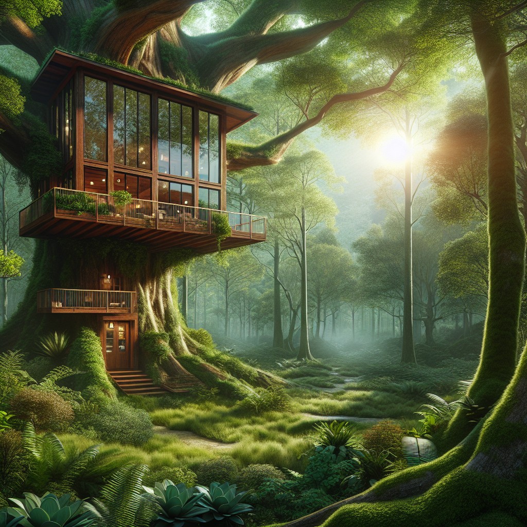 treehouse with large windows for nature watching