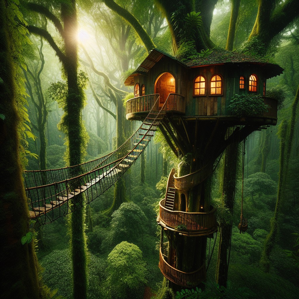 treehouse with rope access