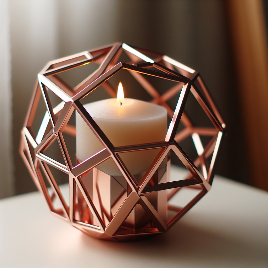 trendy rose gold geo candle holder