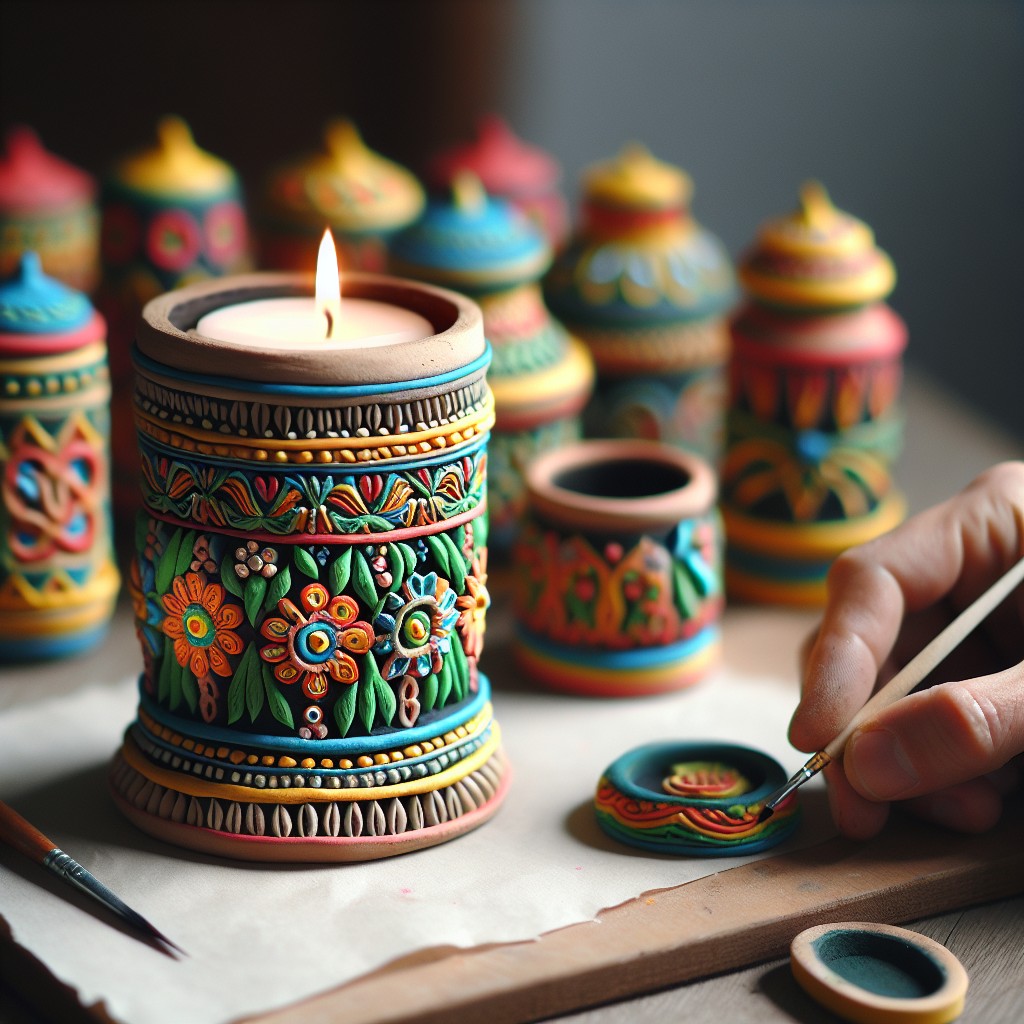 turn salt dough into painted candle holder