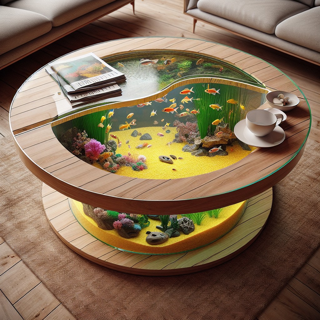 circular aquarium coffee table design