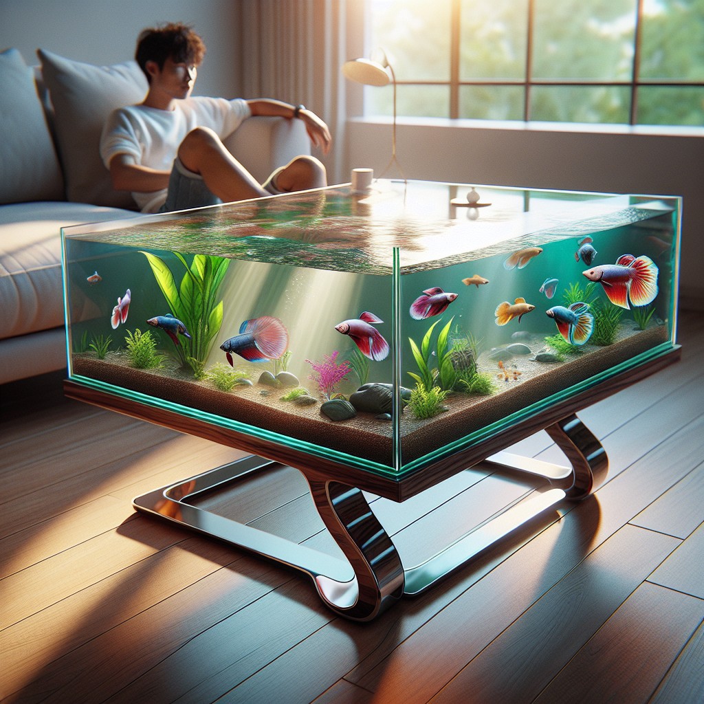 coffee table with built in betta fish tank