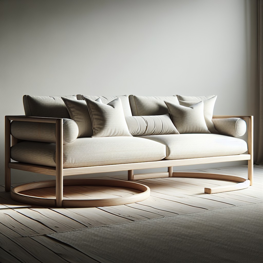 contemporary light oak sofa with neutral fabrics