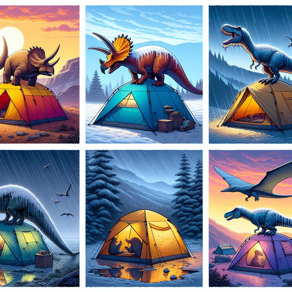 dinosaur camping tent designs suitable for different weather conditions