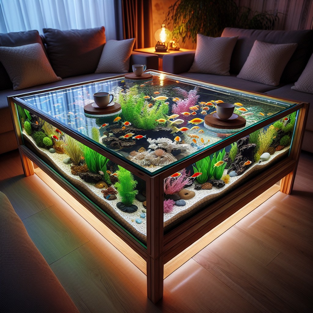 diy glass panel aquarium coffee table