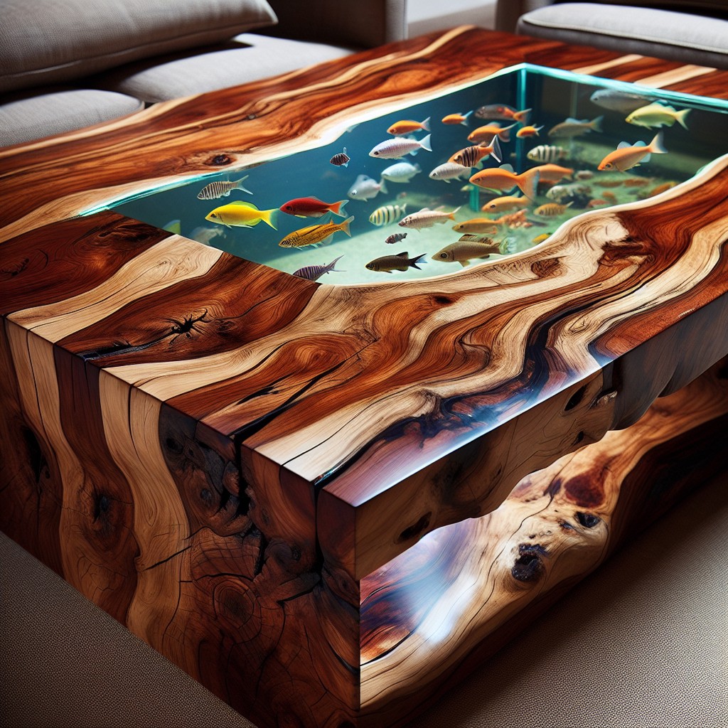 eco friendly reclaimed wood aquatic coffee table