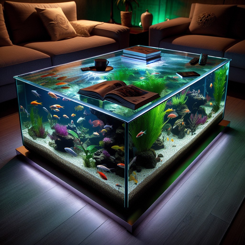 illuminated fish tank coffee table