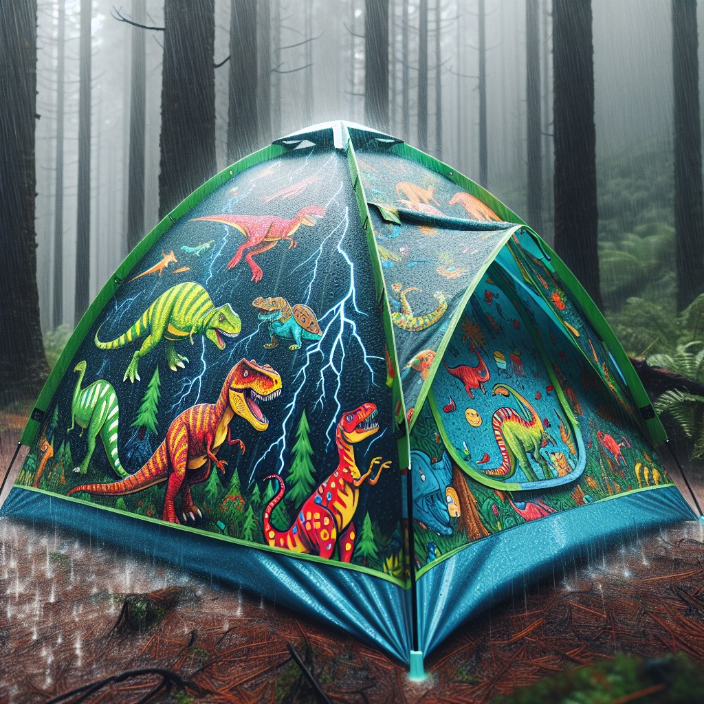 inclement weather tolerant design for dinosaur camping tents