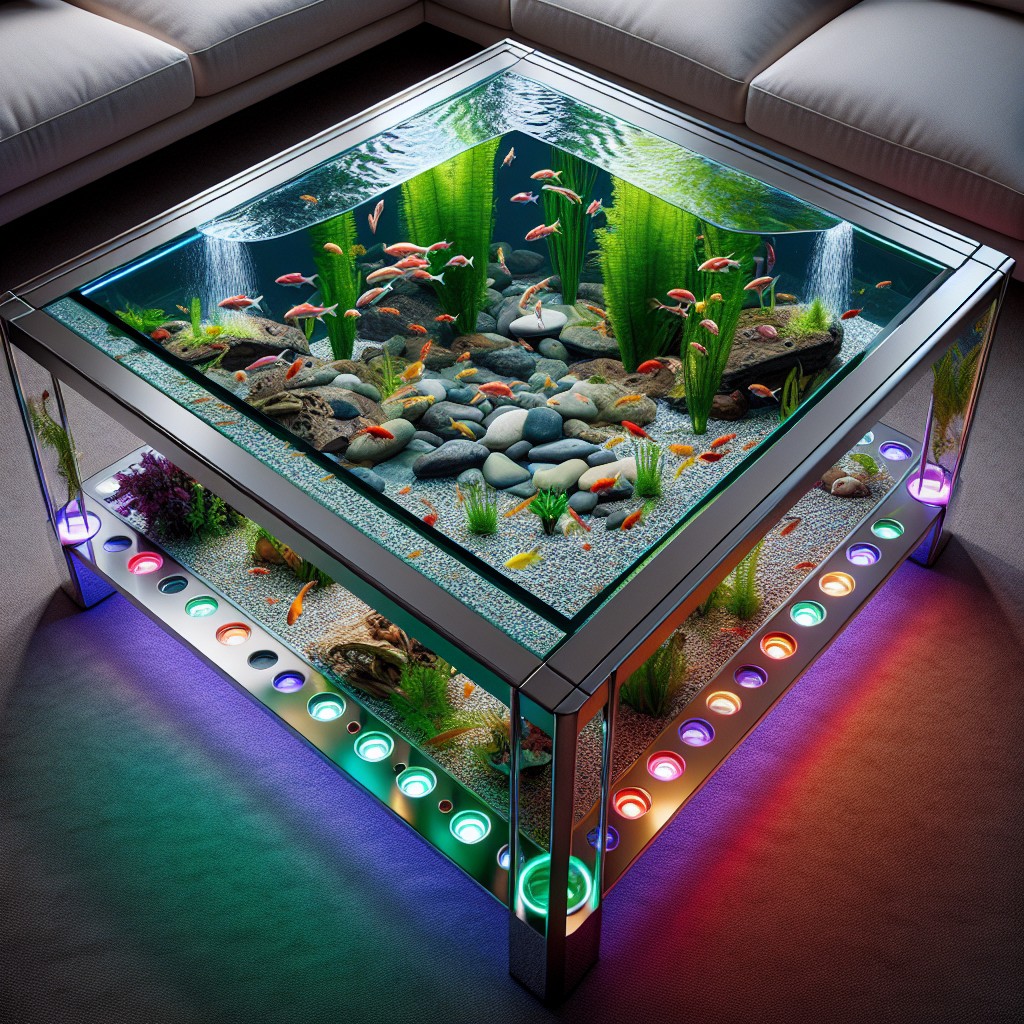 led lit open top aquarium coffee table