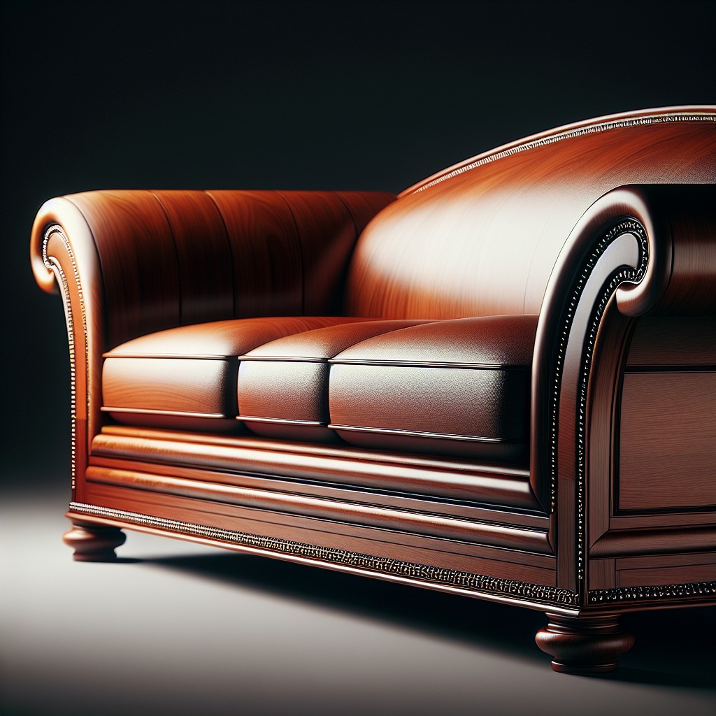 mahogany wooden sofa with nailhead trim details