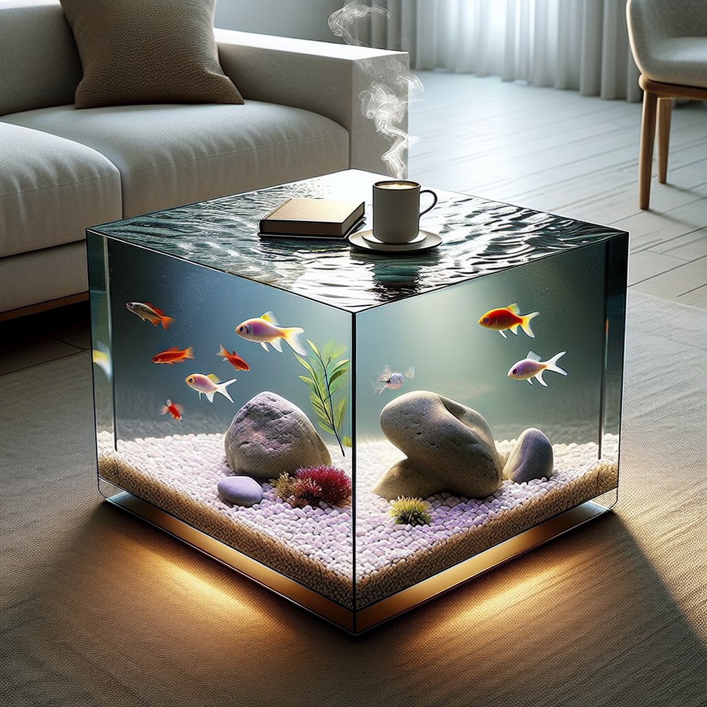 minimalist cube aquarium coffee table